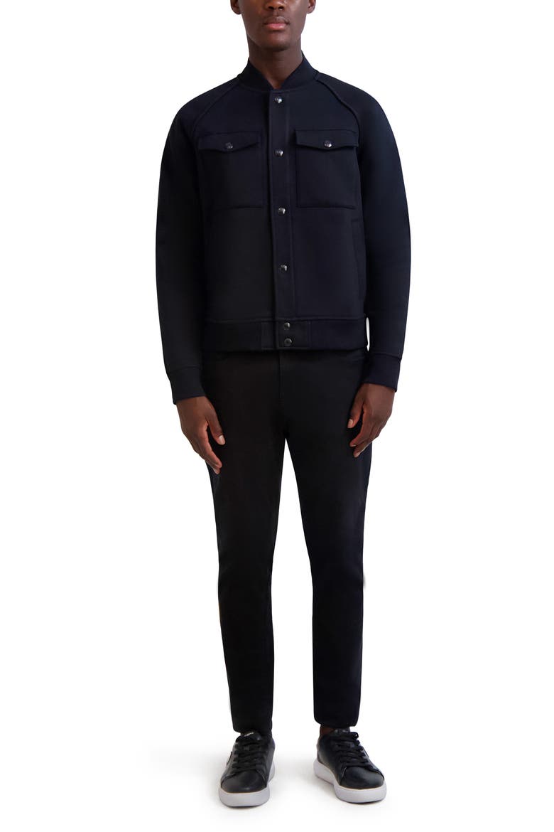 Fleece Bomber Jacket, Alternate, color, BLACK/ BLACK