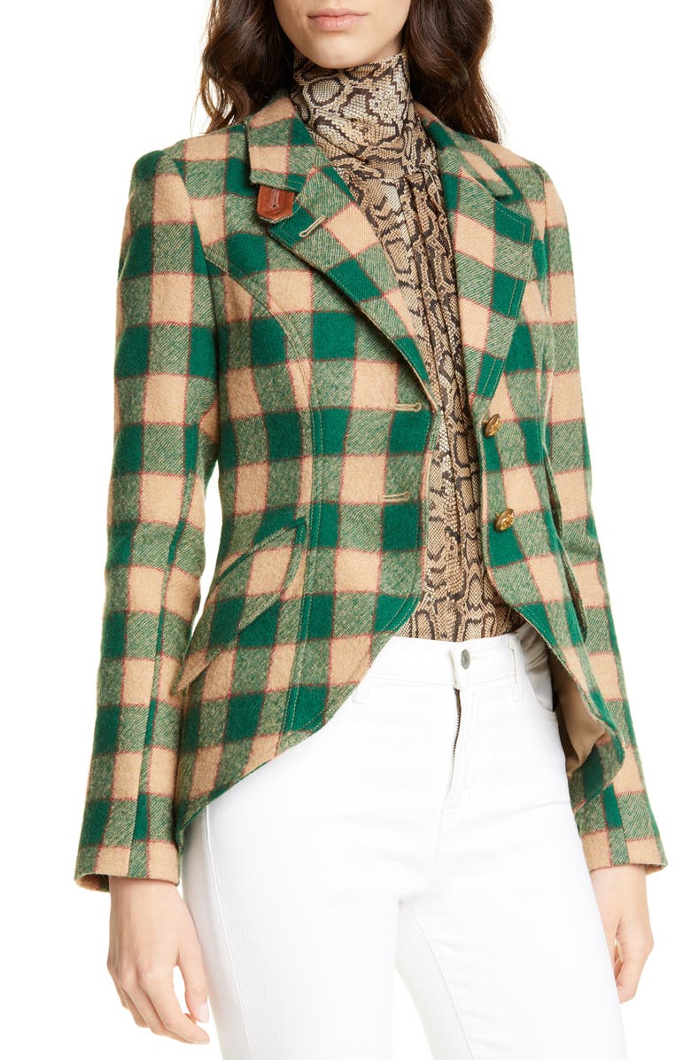 Smythe Plaid Wool Hunting Jacket, Alternate, color, Kelly Green Buffalo Check