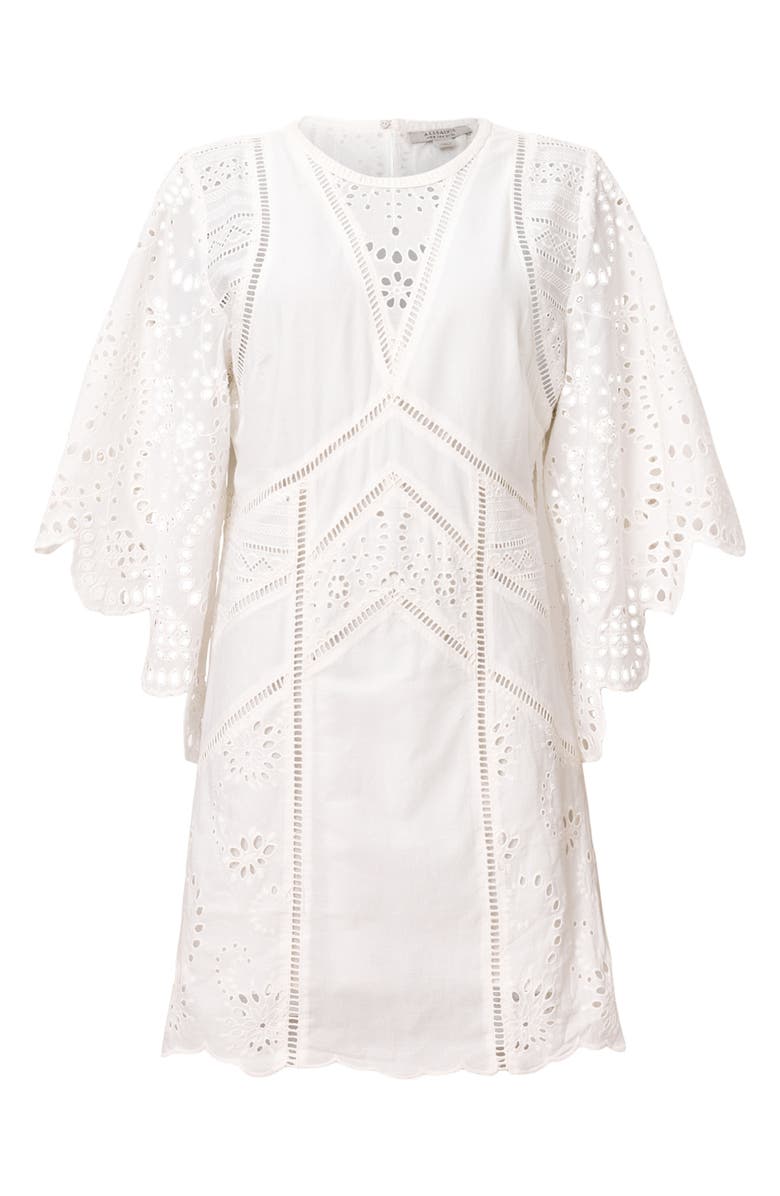 AllSaints Luci Eyelet Embroidered Minidress, Alternate, color, Snow White