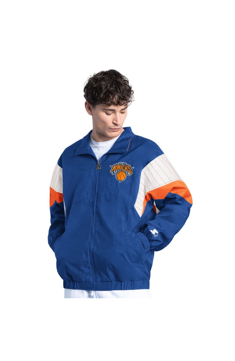 STARTER Men's Starter Blue New York Knicks Yard Line Full-Zip Jacket, Alternate, color, Blue