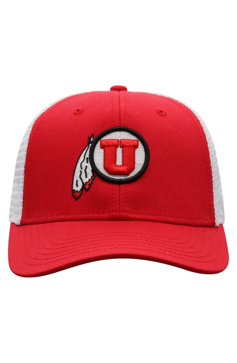 TOP OF THE WORLD Men's Top of the World  Red/White Utah Utes Victory Baseline Adjustable Trucker Hat, Alternate, color, Red