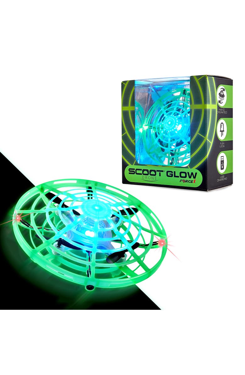 Force1 Scoot Glow Hand Operated Drone, Main, color, Green