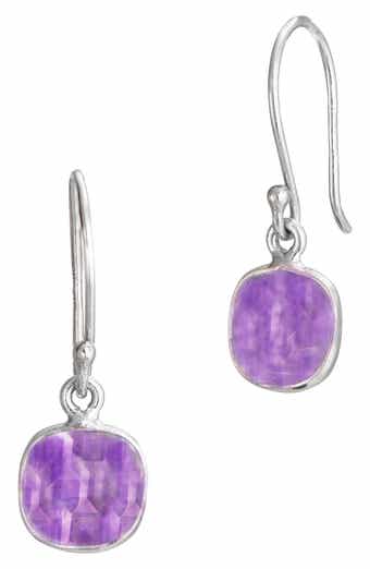 SAVVY CIE JEWELS Semiprecious Stone Cushion Drop Earrings