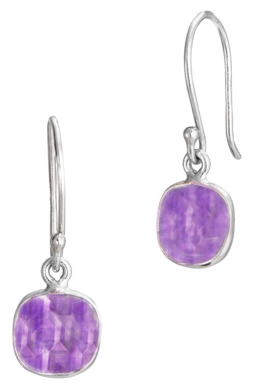 Savvy Cie Jewels Semiprecious Stone Cushion Drop Earrings In Silver/topaz
