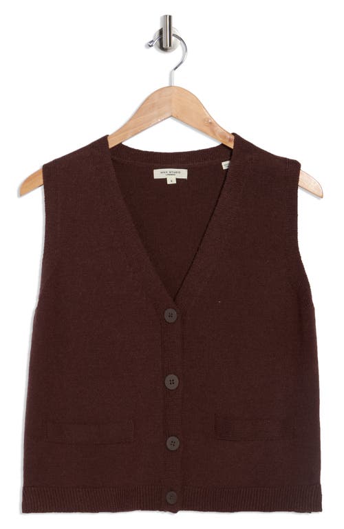 Max Studio V-neck Sweater Vest In Brown