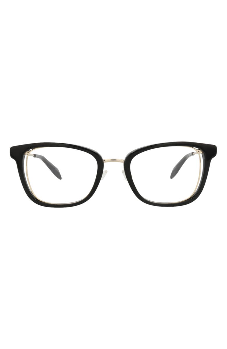 McQueen 51mm Square Optical Glasses, Main, color, Black Gold Transparent
