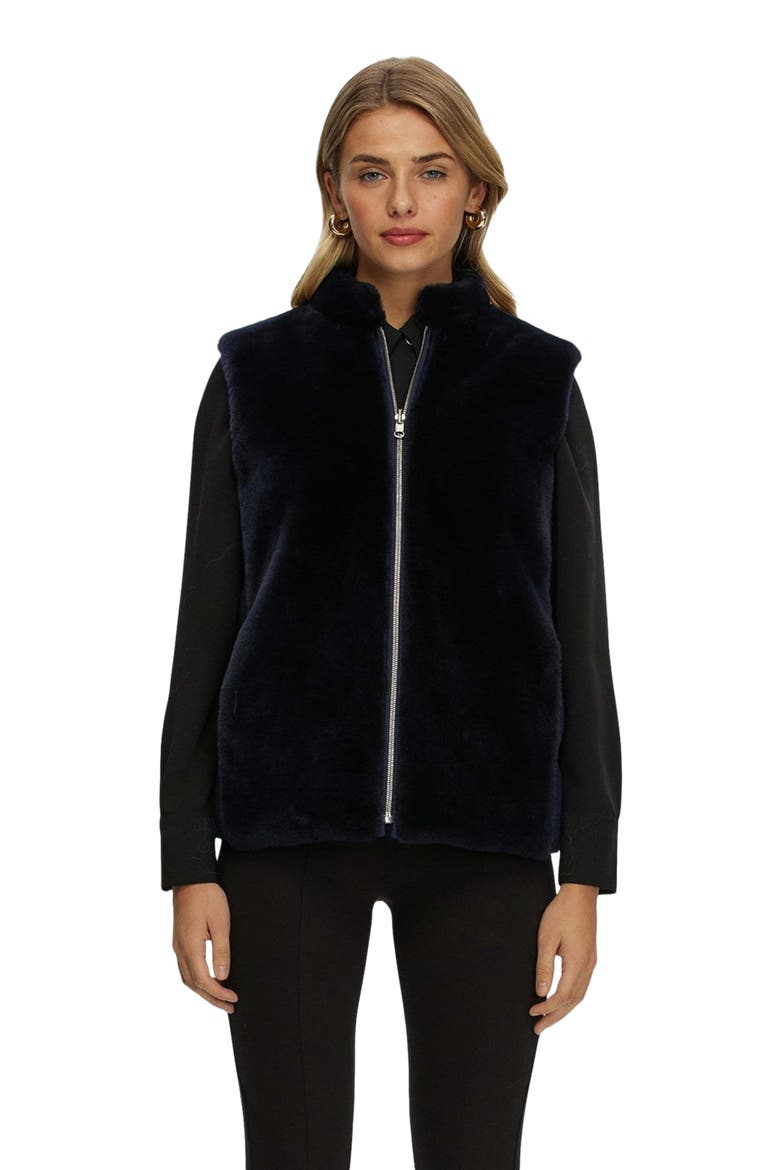 Reversible Select Genuine Shearling Vest With  Loro Piana Wool And Cashmere Quilted Down Back, Main, color, NAVY/NAVY