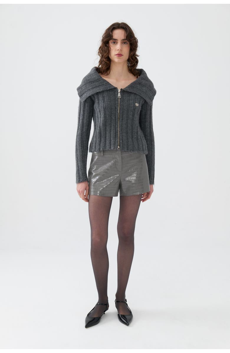 Nocturne Knit Cardigan with Metal Seal Detail, Alternate, color, 