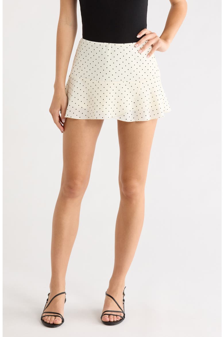 Sonsie Polka Dot Miniskirt, Main, color, CREAM