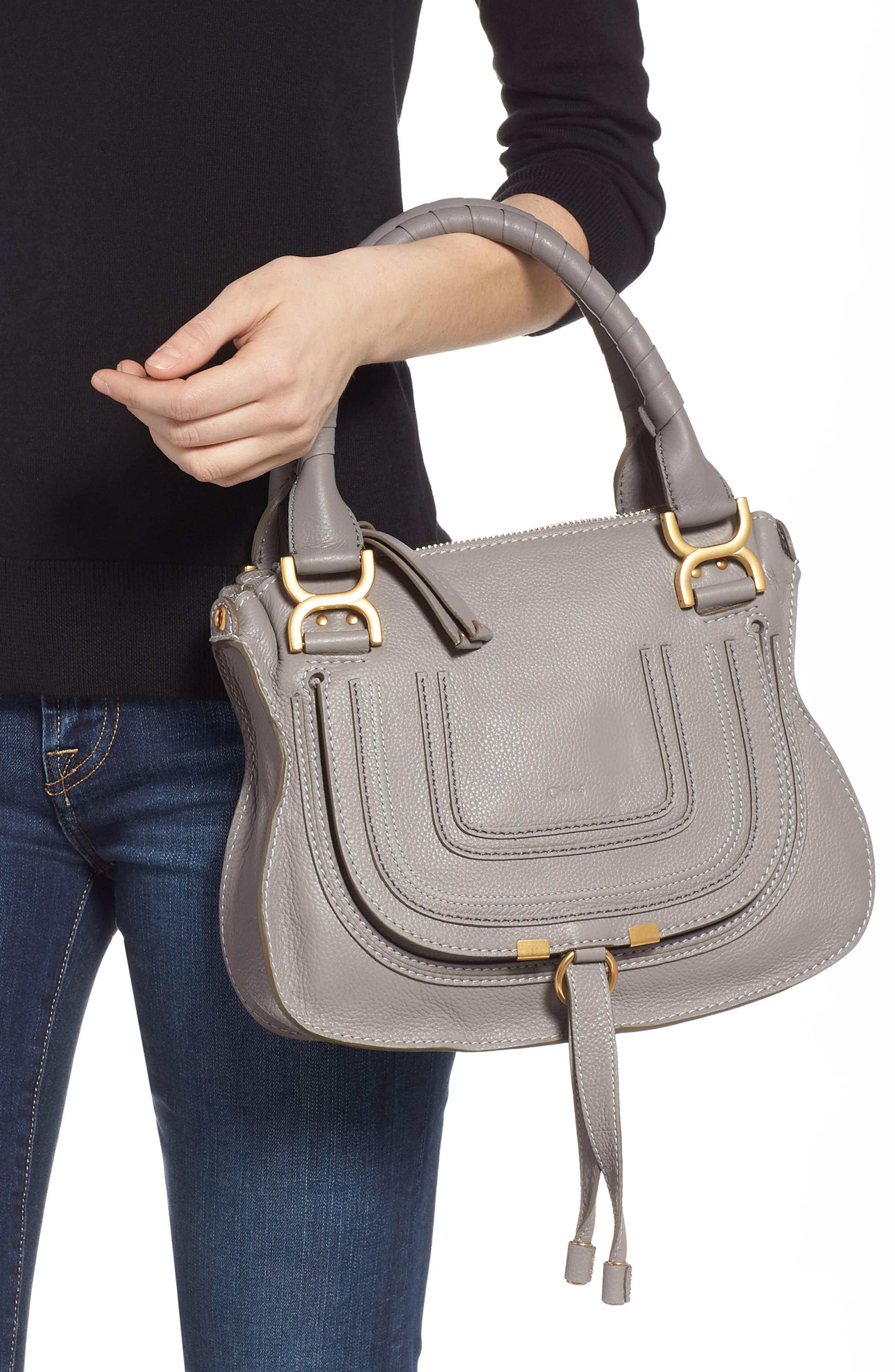 Chloé Small Marcie Leather Satchel, Alternate, color, 