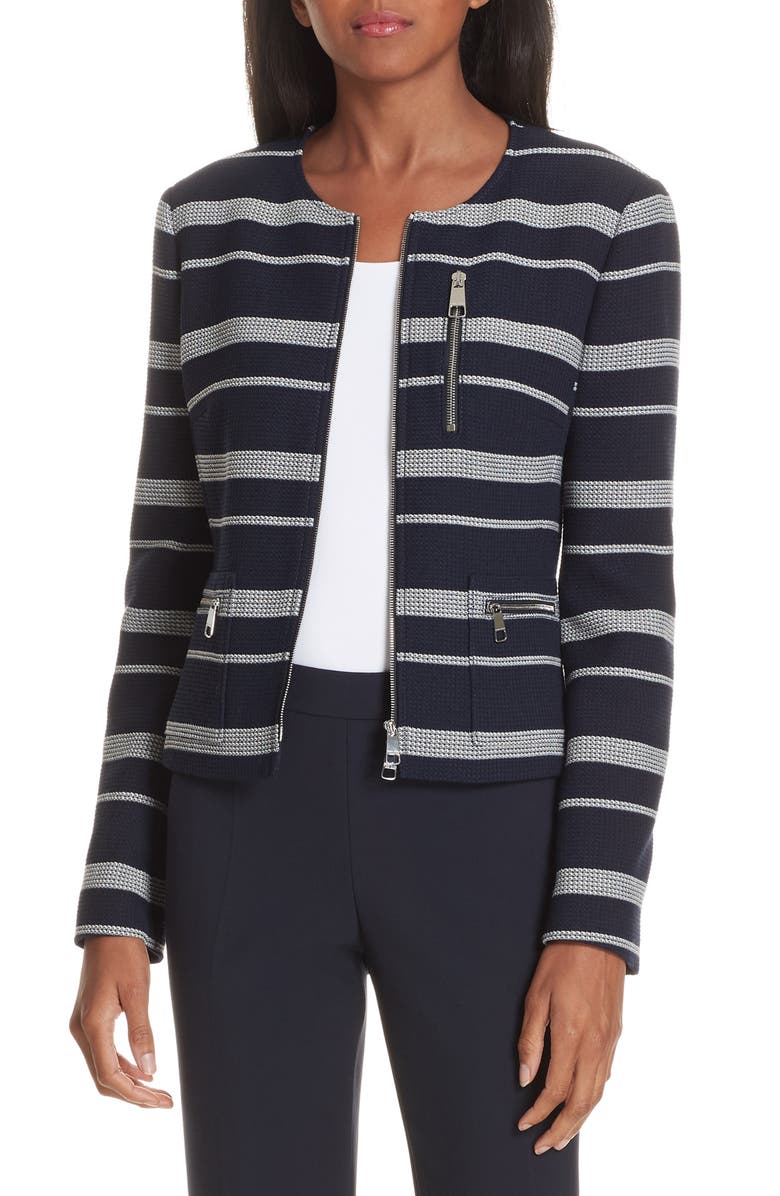 BOSS Kanoa Stripe Jacket, Main, color, Dark Navy Fantasy