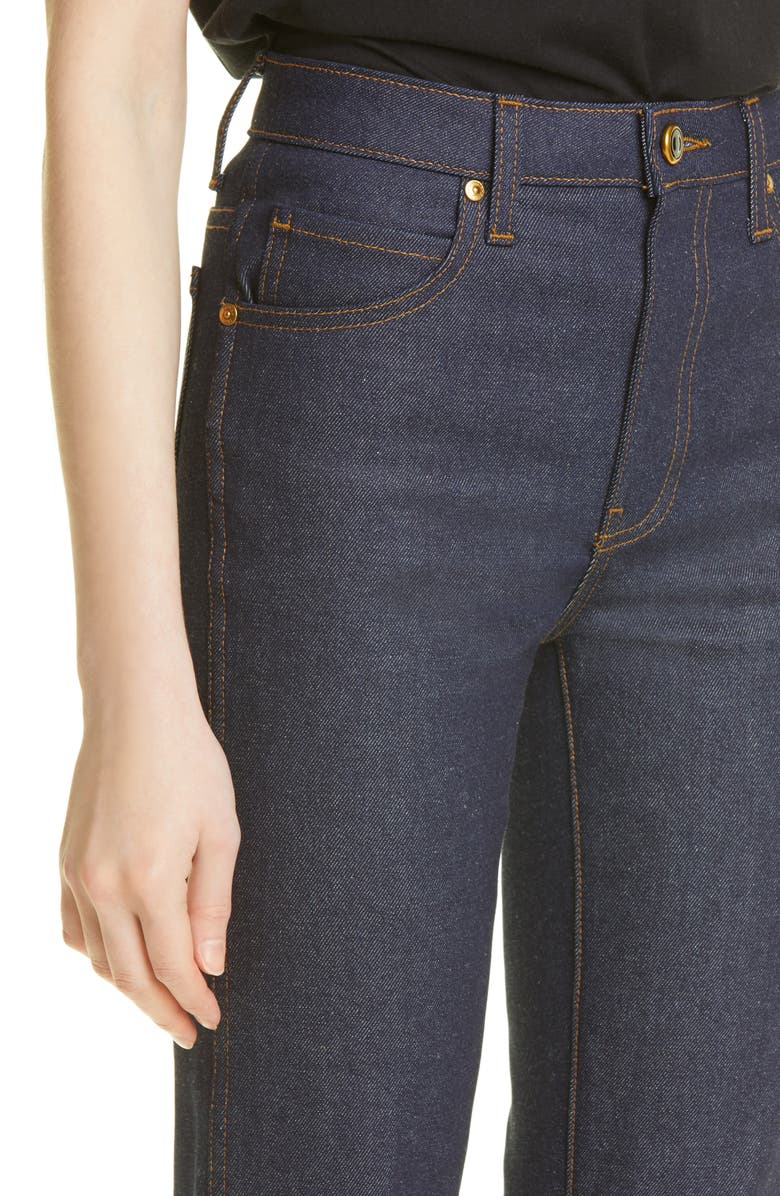 Khaite Vivian High Waist Crop Flare Jeans, Alternate, color, 