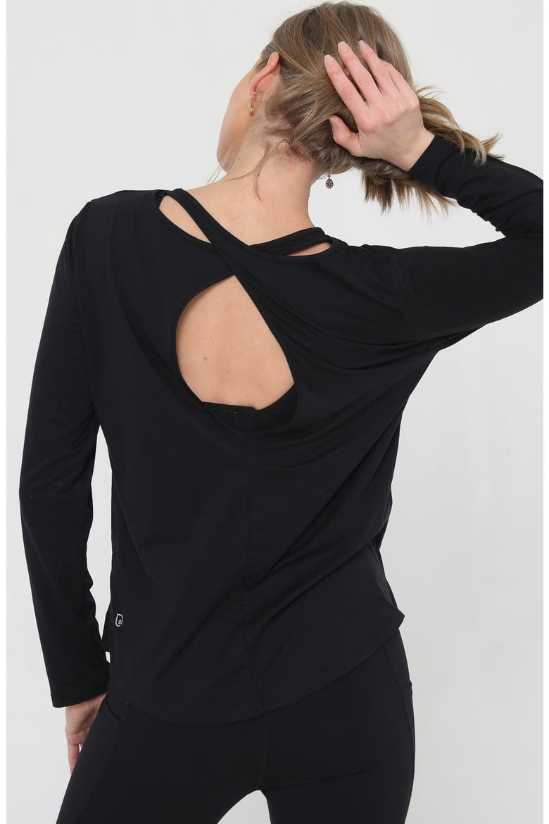 Harper Cross Back Long Sleeve Nursing Top, Alternate, color, Noir