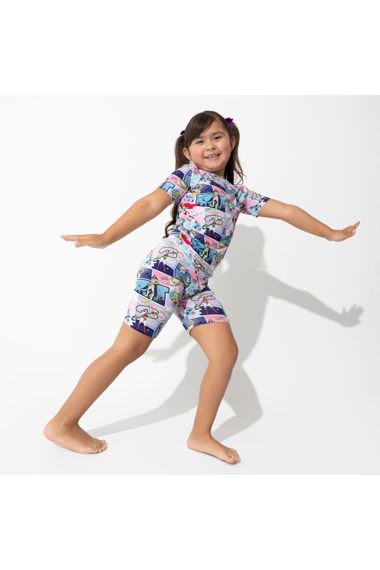Justice League Heroines Kids 2-Piece Short Sleeve & Shorts Pajama Set, Alternate, color, Justice League Heroines