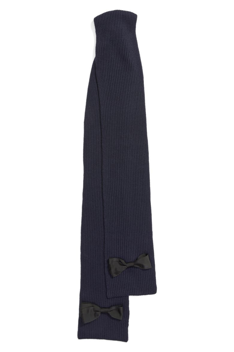grosgrain bow muffler scarf, Alternate, color, RICH NAVY