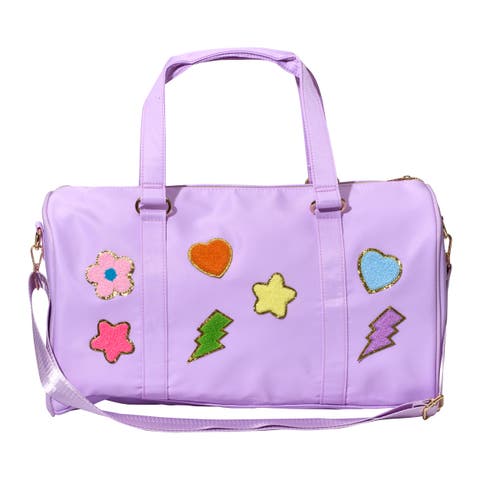 Duffle bag with heart patches