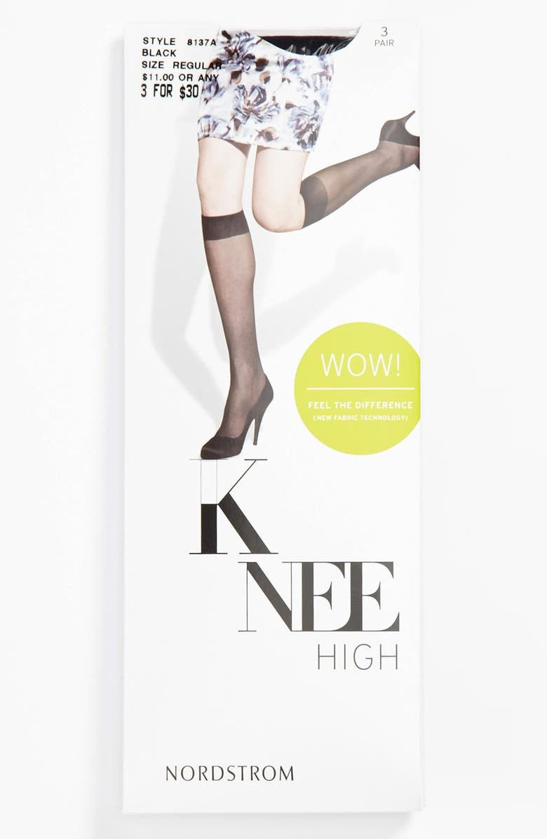 Nordstrom Sheer Toe Knee High Trouser Socks, Alternate, color, Soft Black