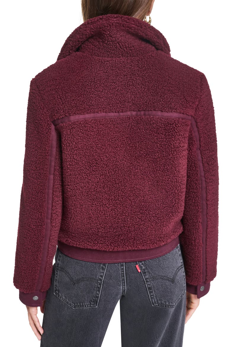 Fleece & Denim Bomber Jacket, Alternate, color, OXBLOOD