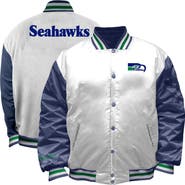 Mitchell & Ness Women's Mitchell & Ness White Seattle Seahawks Throwback Plus Size Full-Snap Satin Jacket