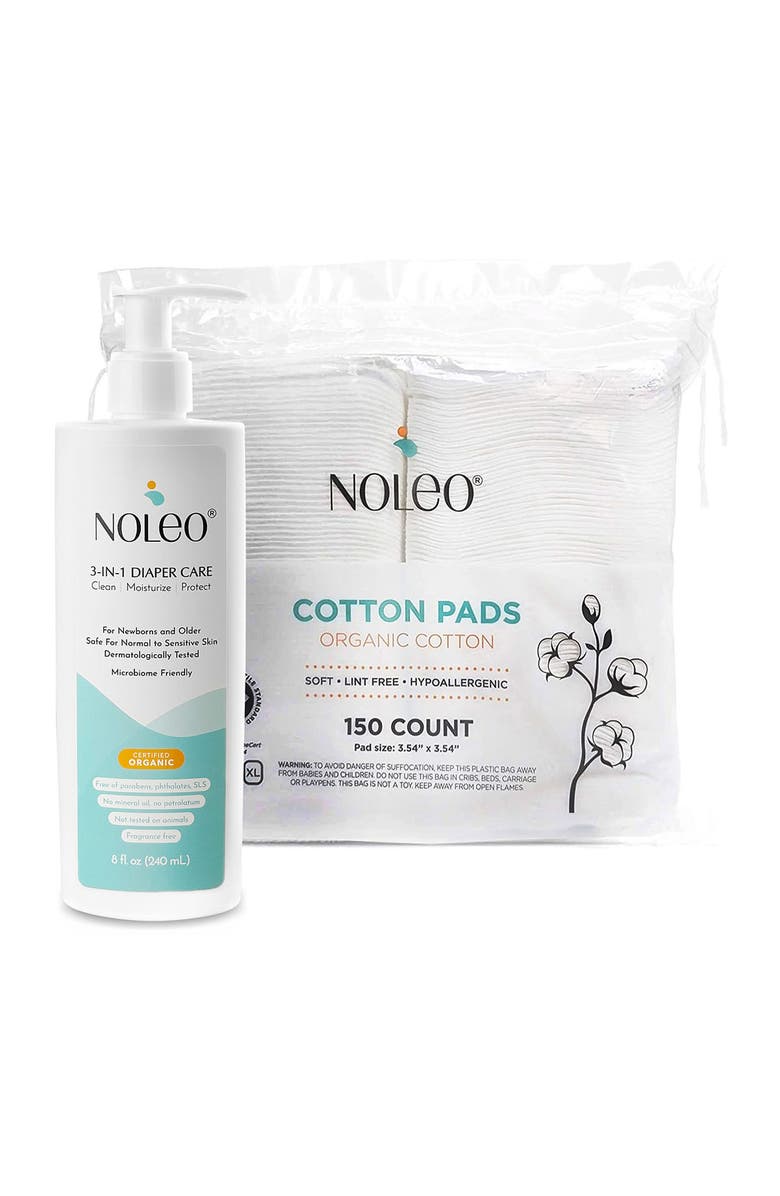 NOLEO 3-in-1 Diaper Cream + Cotton Pads Set, Main, color, White