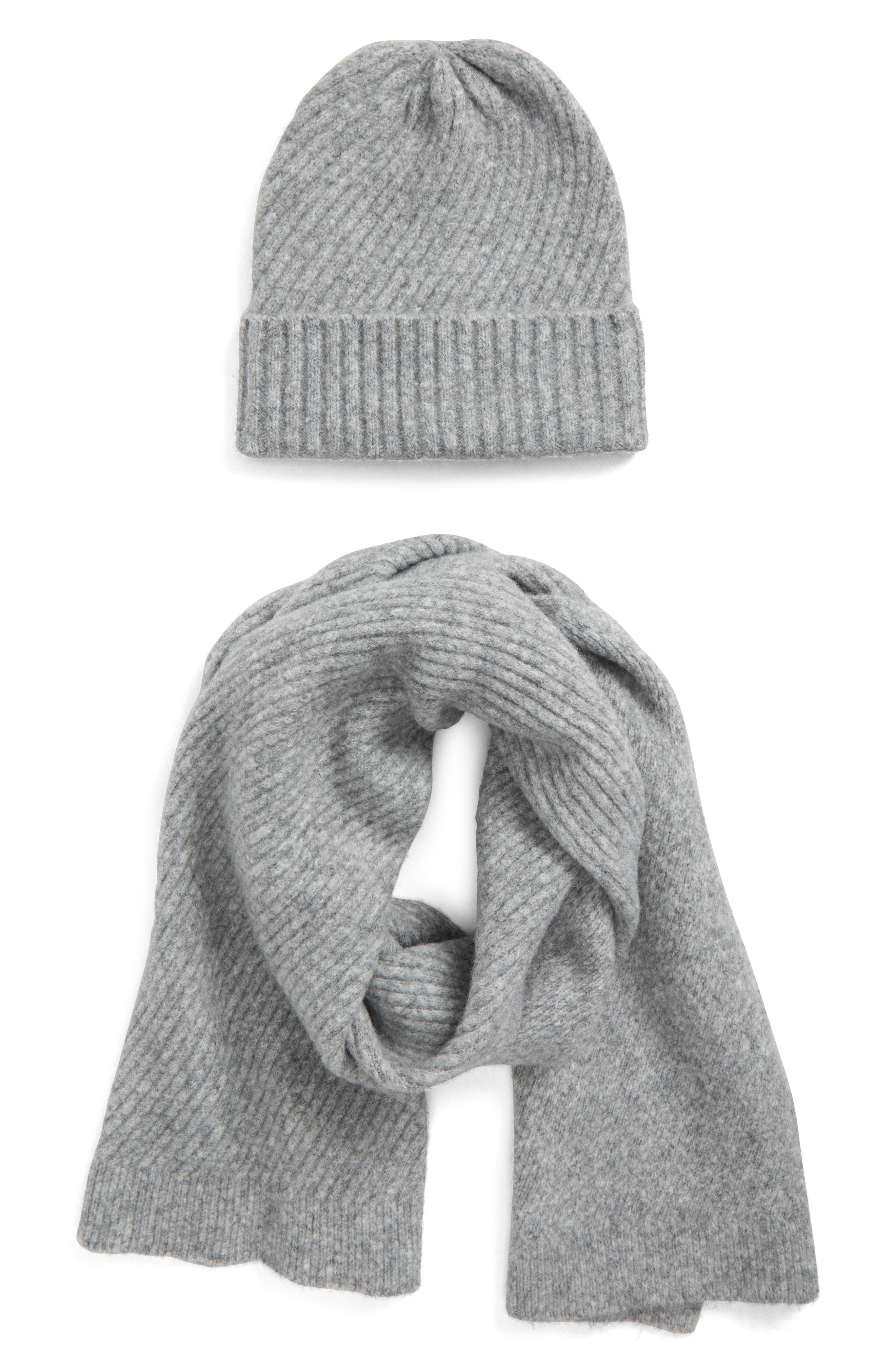 Ribbed Heather 2-Piece Beanie & Scarf Set