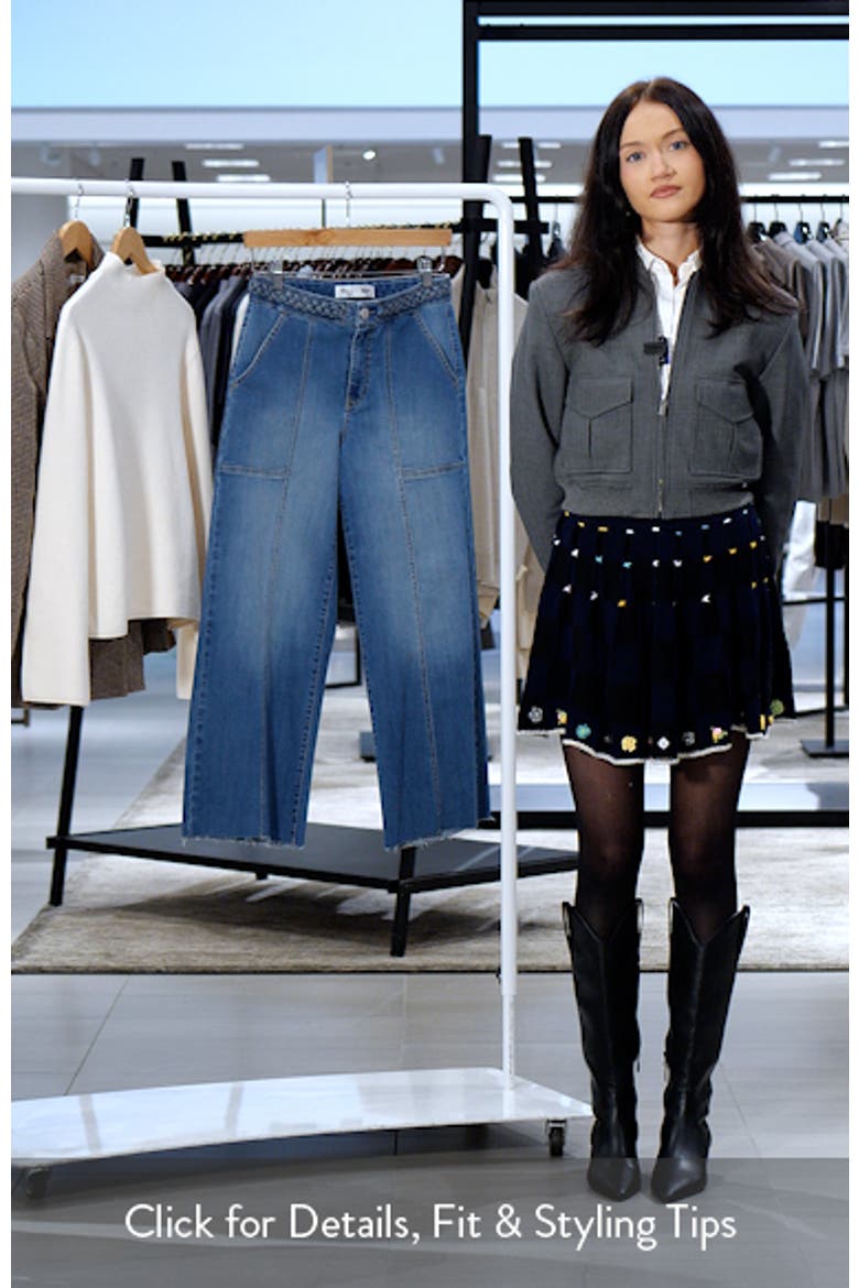Raw Hem Patch Pocket High Waist Wide Leg Jeans video