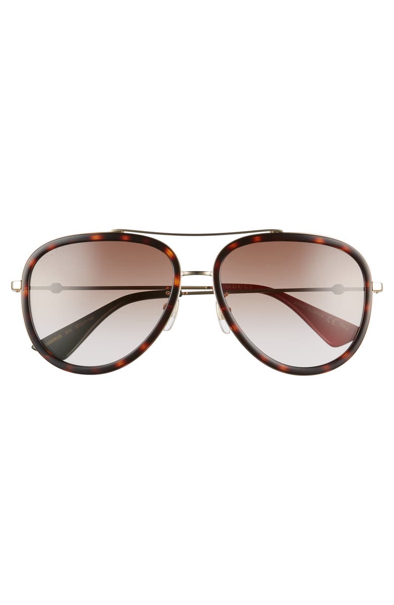 Gucci 57mm Aviator Sunglasses, Alternate, color, 