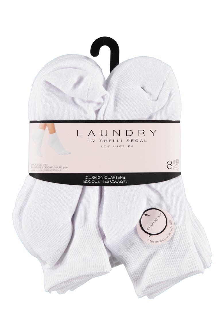 8-Pack Full Cushion Quarter Socks, Alternate, color, WHITE
