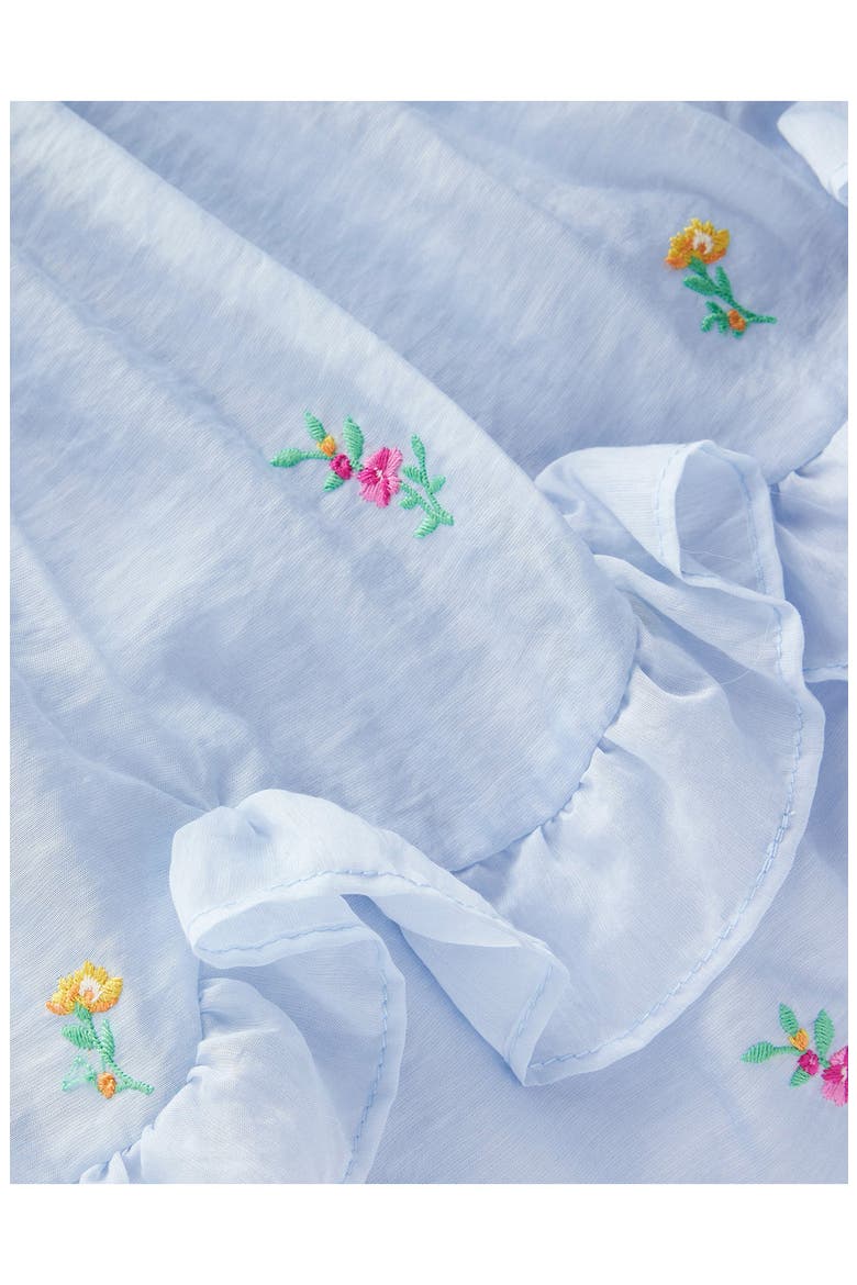 Kids' Embroidered Ruffle Tie Belt Party Dress, Alternate, color, MISTY BLUE