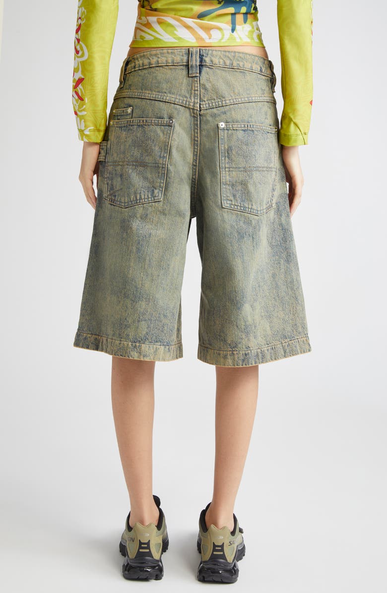 Paolina Russo Fade Print Denim Bermuda Shorts, Alternate, color, Sand