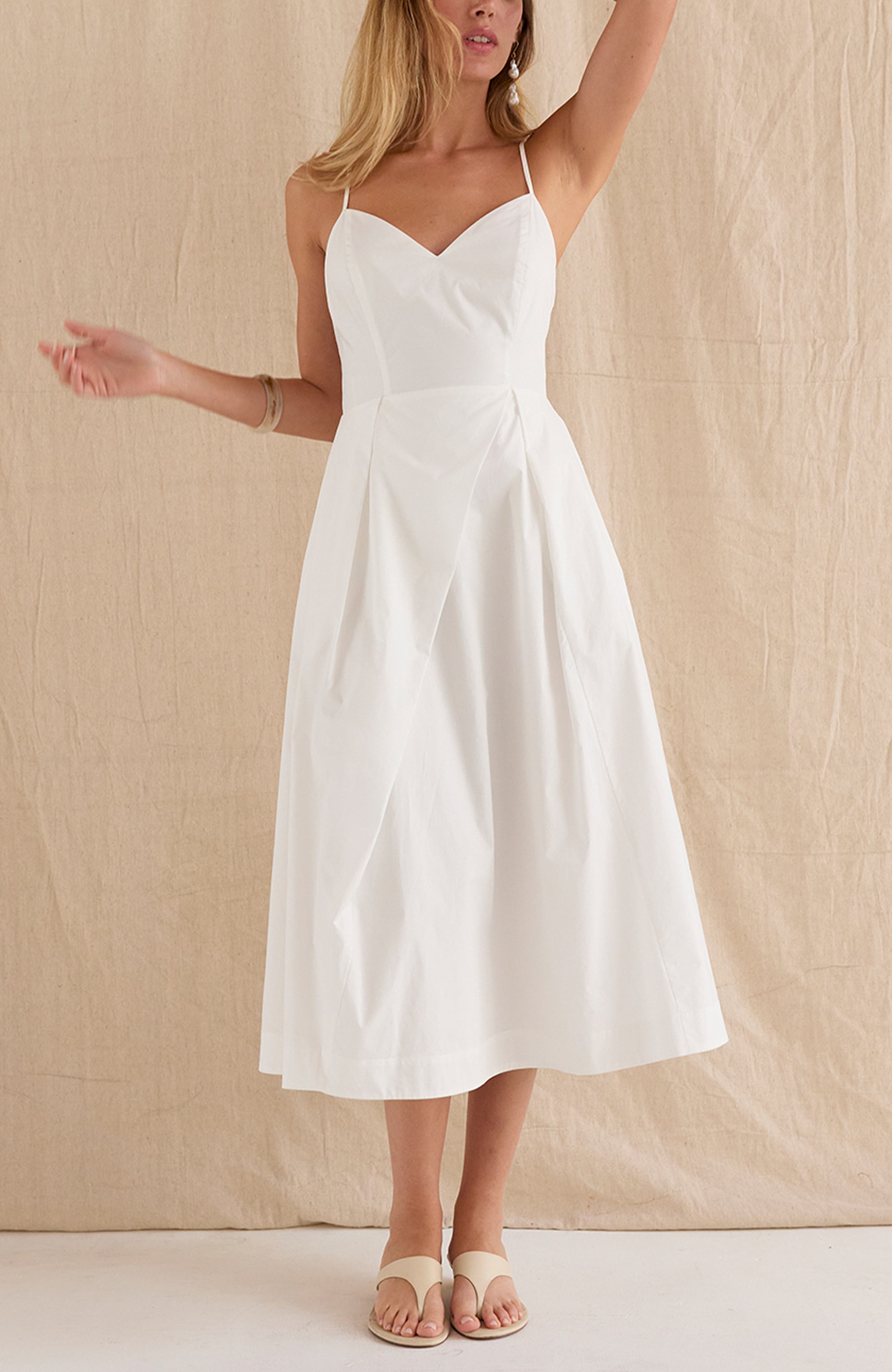 V-neck Poplin Midi Dress - image 2