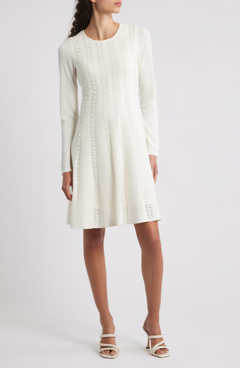 Julia Jordan Open Stitch Long Sleeve Sweater Dress, Main, color,