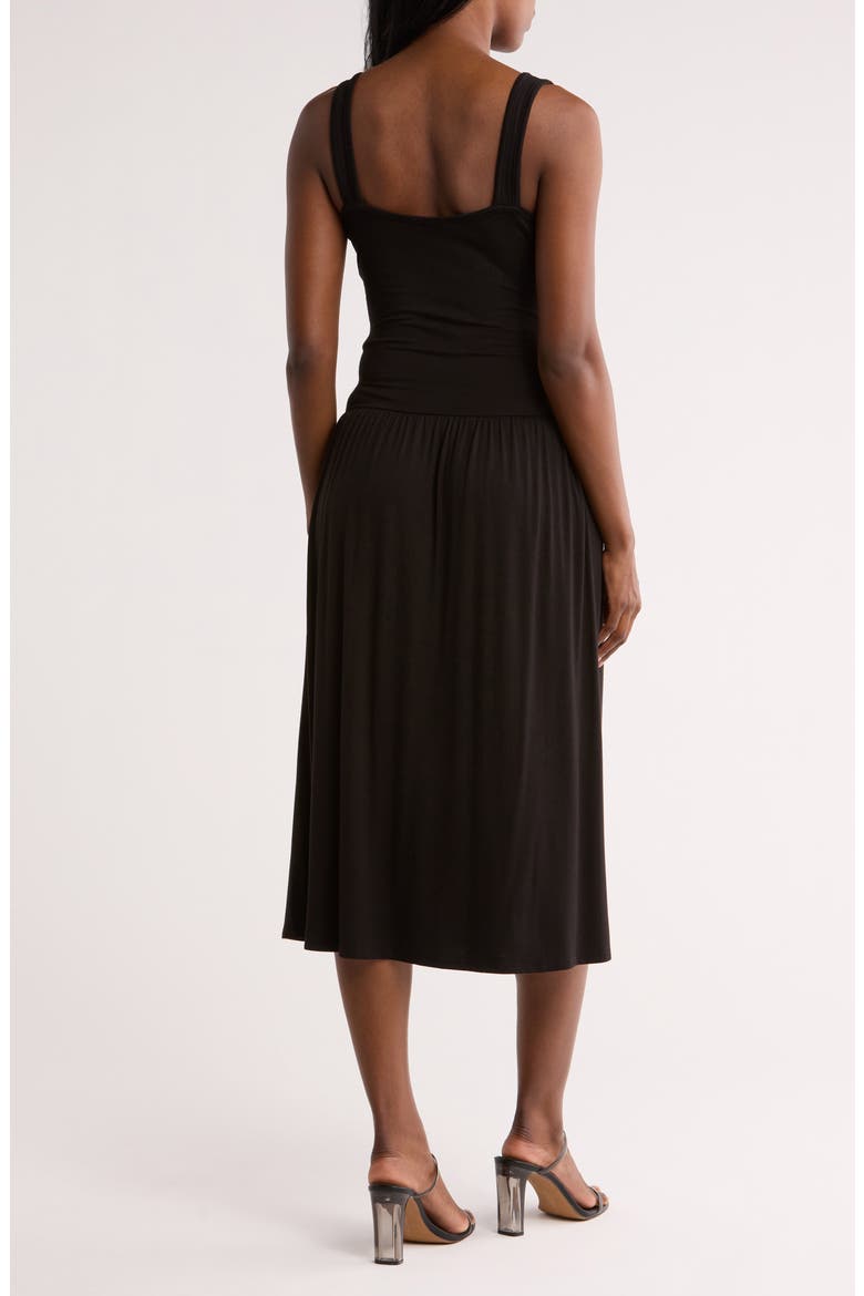 Ruched Midi Dress, Alternate, color, BLACK