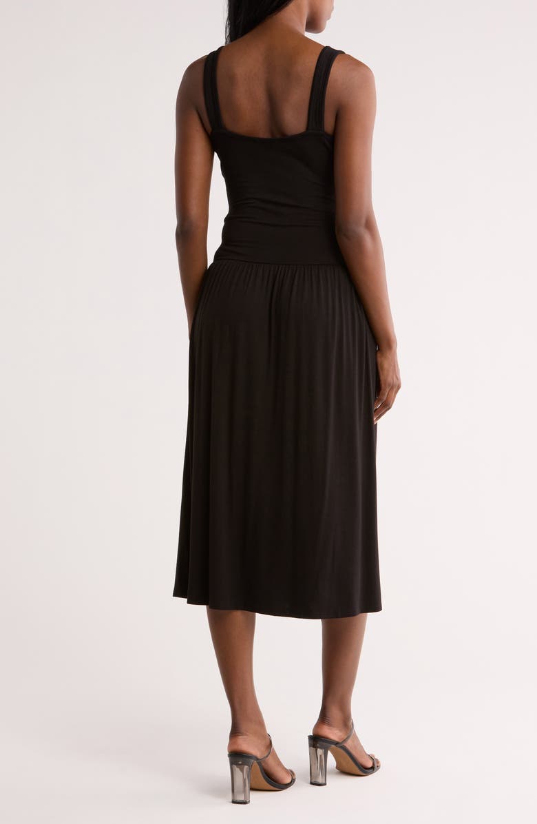 Loveappella Ruched Midi Dress, Alternate, color, Black