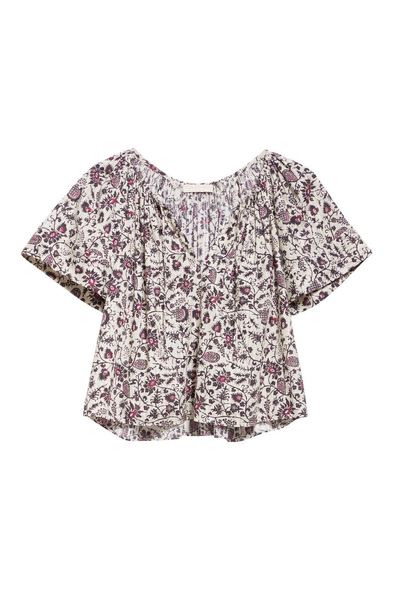 Sena Flutter Sleeve Cotton Blend Top, Alternate, color, COSMOS