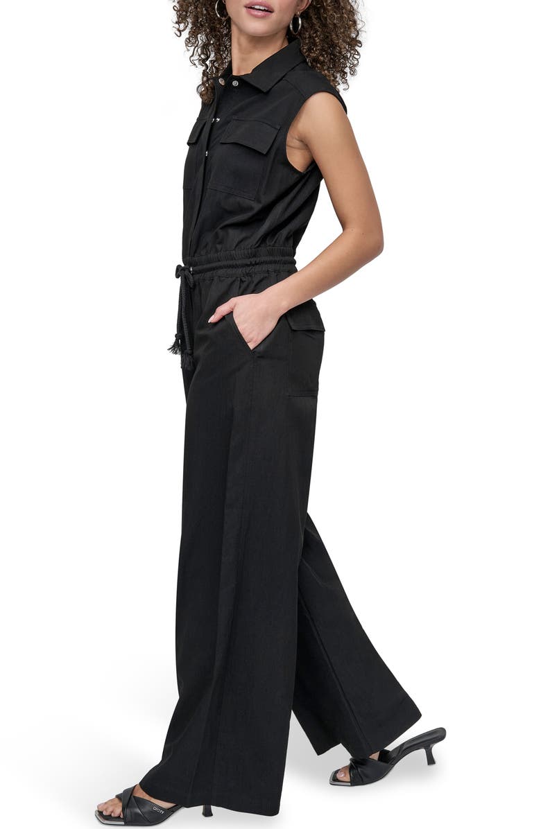 DKNY Sleeveless Twill Jumpsuit, Alternate, color, 