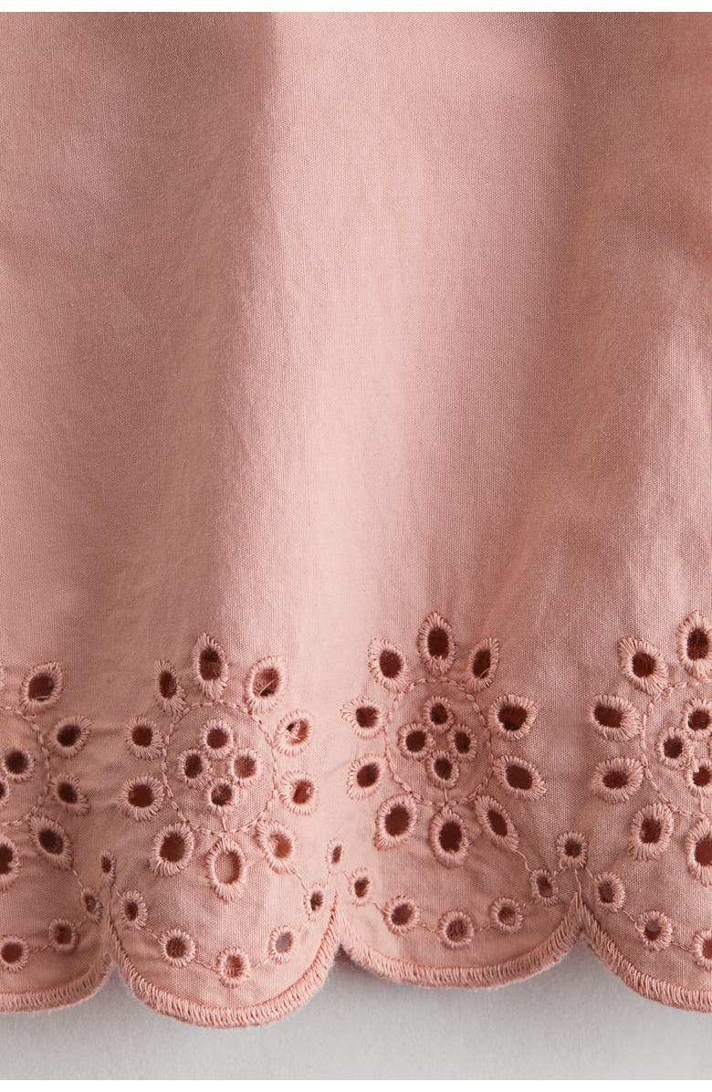 H&M Broderie Anglaise Cotton Trousers, Alternate, color, Light Dusty Pink