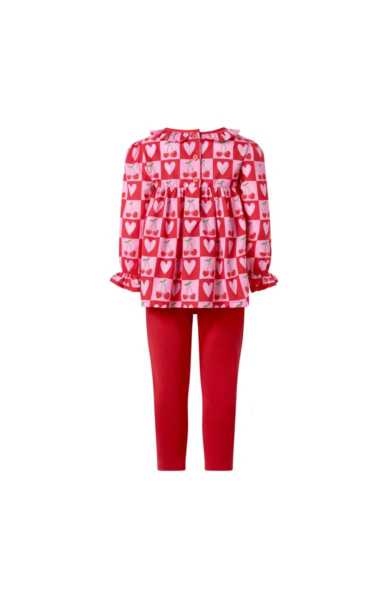 Rachel Riley Cherry Heart Blouse & Leggings Set, Alternate, color, Pink