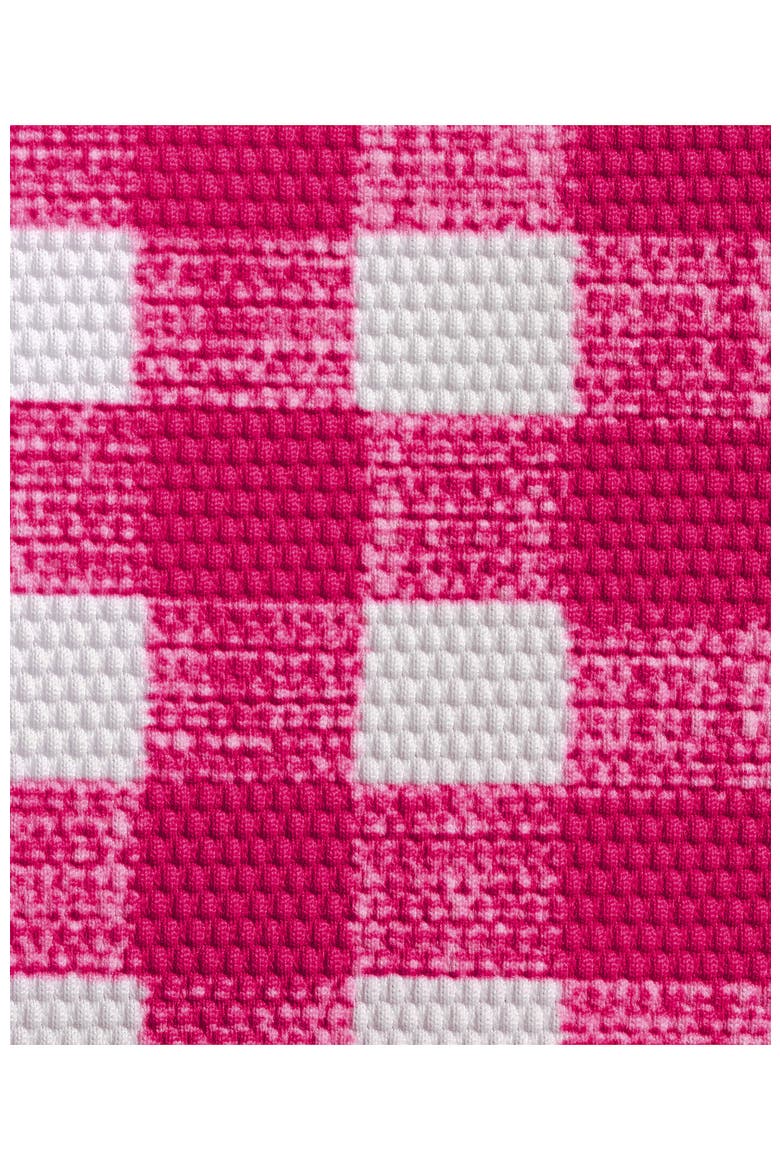 Chlorine Resistant Adjustable High Waisted Bikini Swim Bottoms, Alternate, color, Azalea Pink Gingham Pique