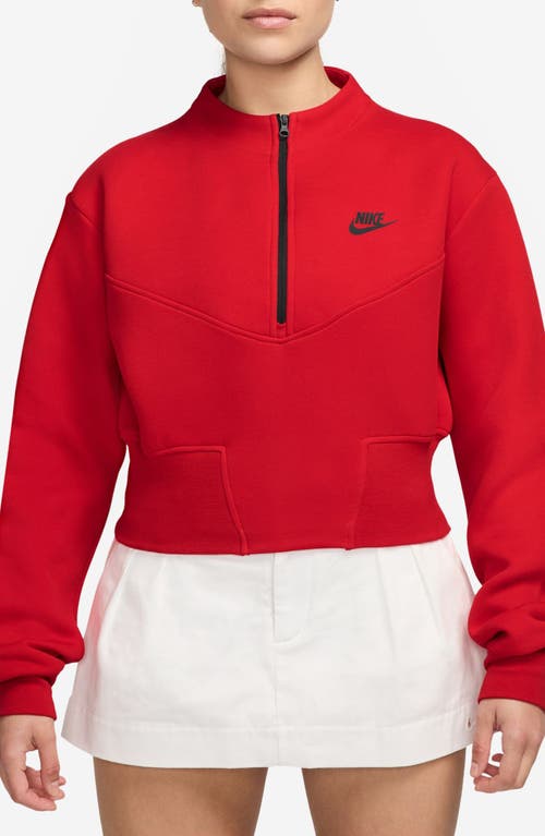Nike Women's  Sportswear Tech Fleece Cropped 1/2-zip Top In University Red/black