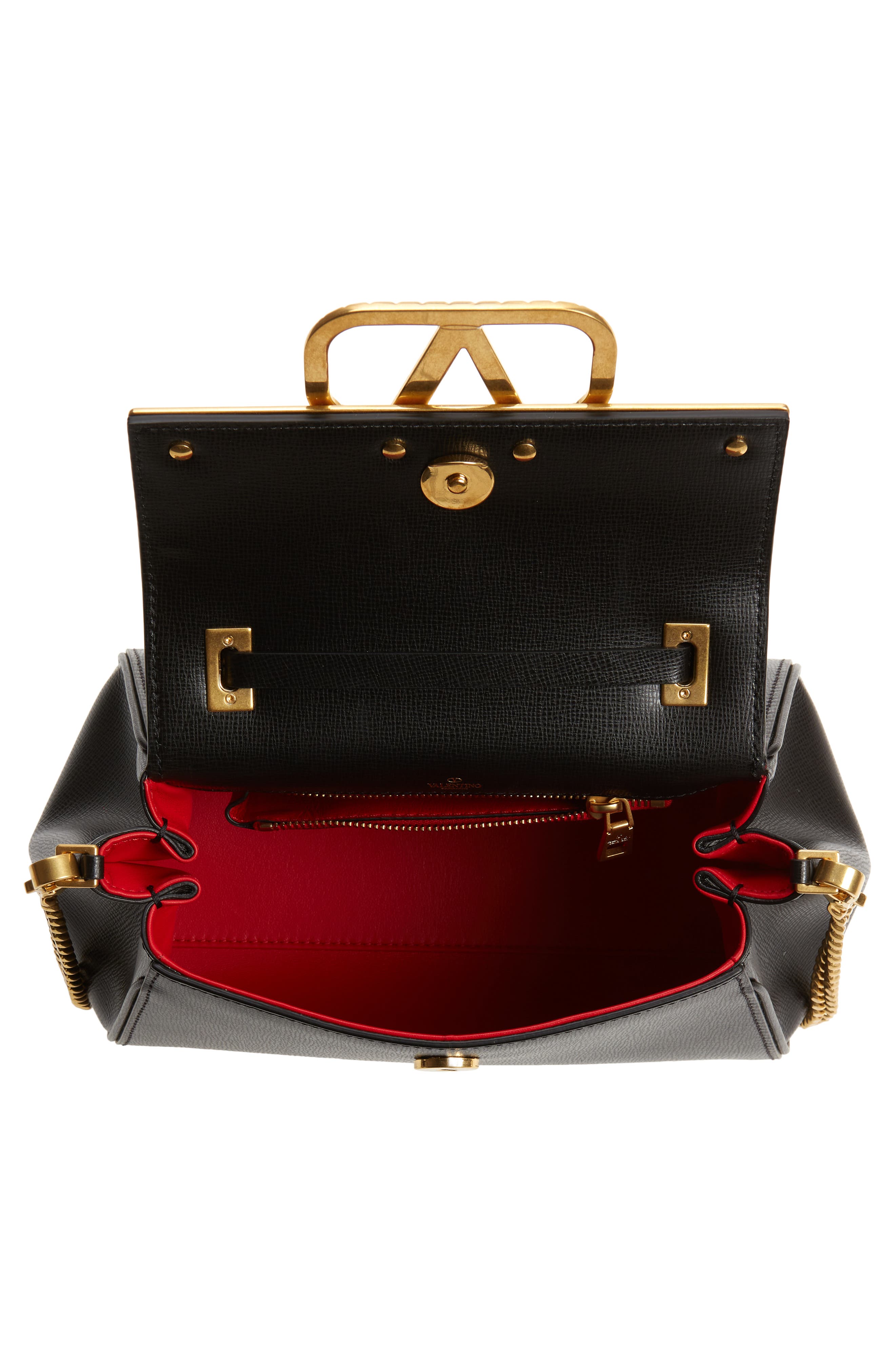 Valentino Garavani Small Rockstud Alcove VLOGO Leather Top Handle Bag, Alternate, color, 