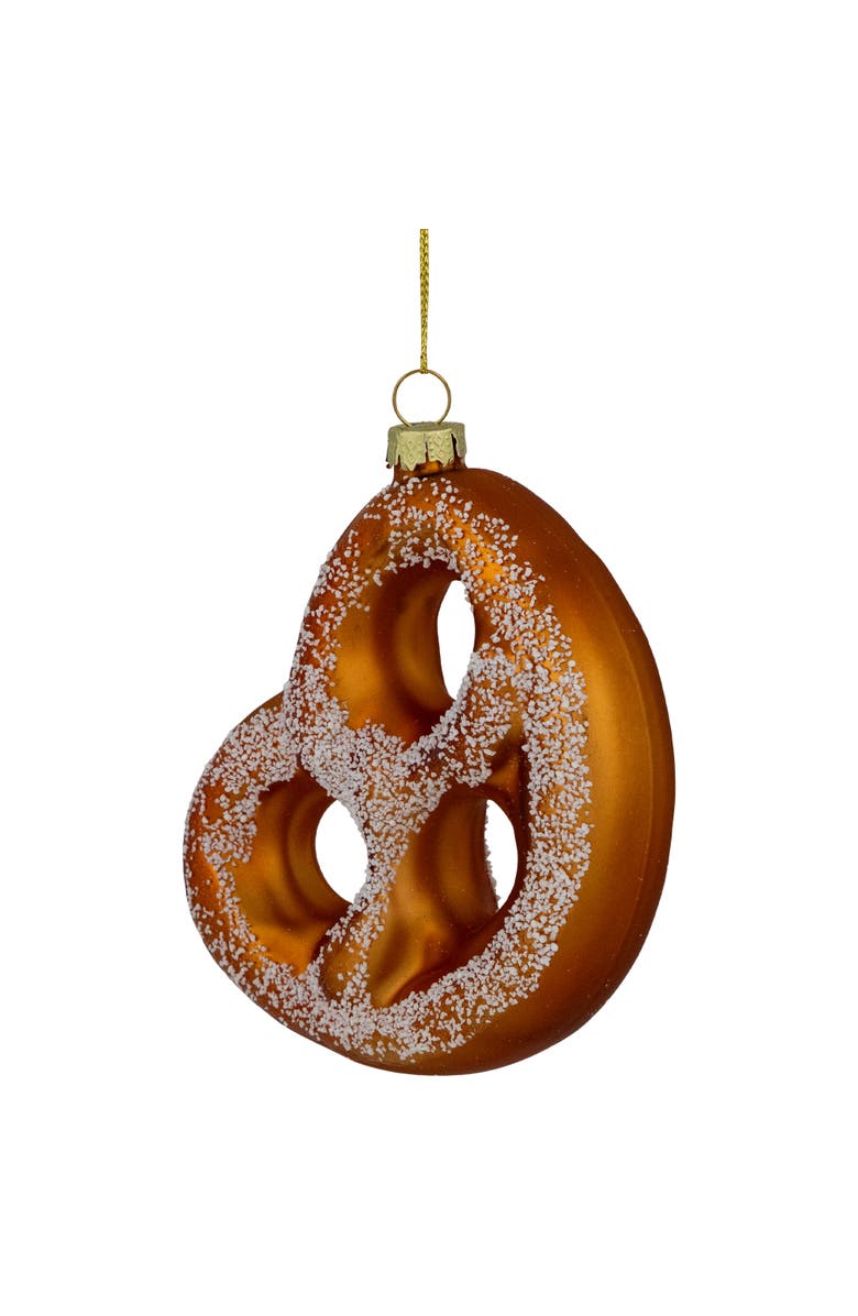 Northlight Salted Soft Pretzel Glass Christmas Ornament - 4.5", Alternate, color, Bronze