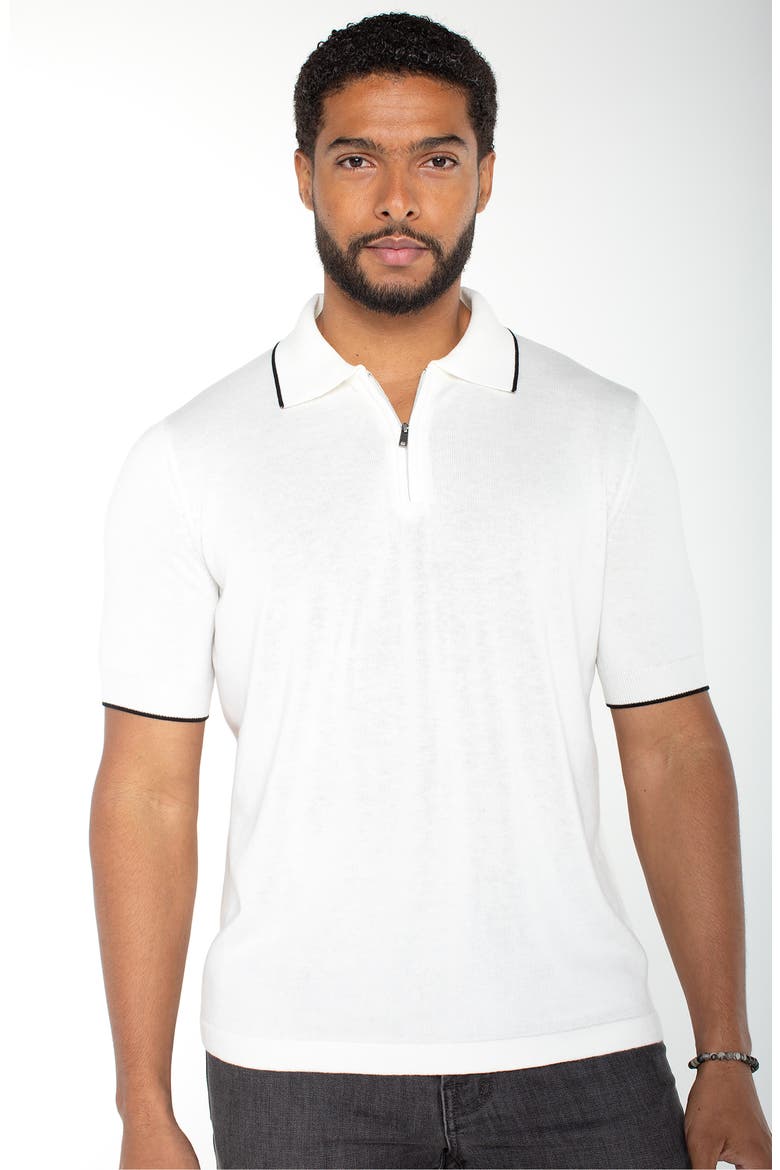 Tipped Zip Polo, Alternate, color, PARCHMENT