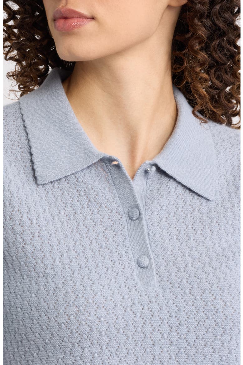 Honeycomb Polo Sweater, Alternate, color, GREY BLUE
