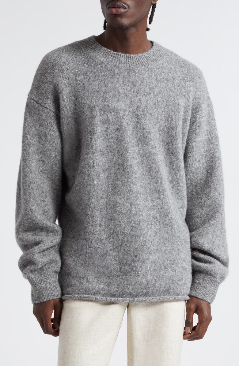 Jacquemus Le Pull Jacquard Logo Brushed Alpaca & Merino Wool Blend Sweater, Main, color, Grey