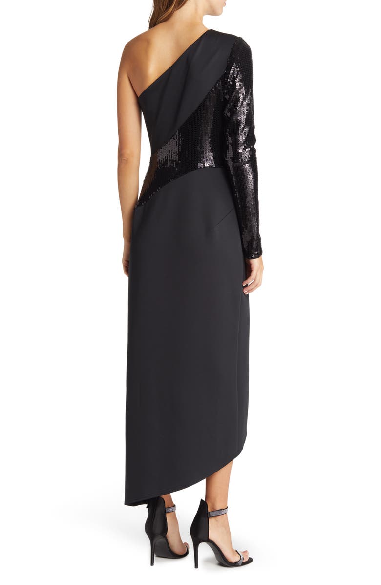 SHO by Tadashi Shoji Sequin One-Shoulder Scuba Dress, Alternate, color, 