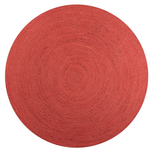 Jonathan Y Zara Braided Coastal Cottage Round Jute Round Area Rug In Red