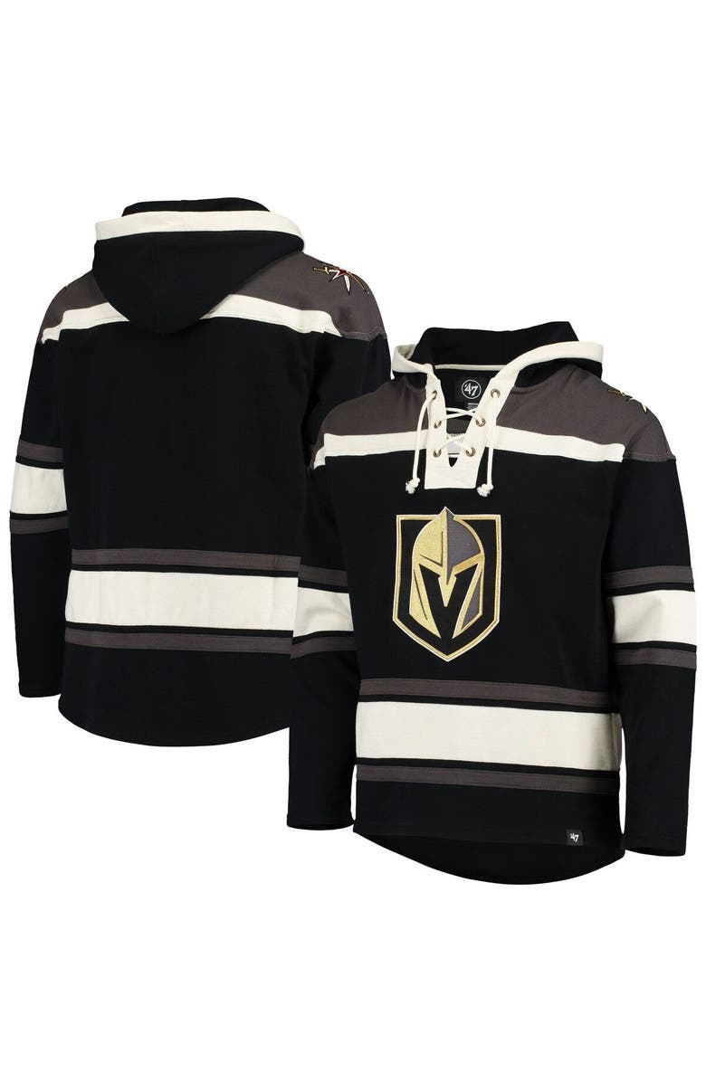 '47 Men's '47 Black Vegas Golden Knights Superior Lacer Pullover Hoodie, Alternate, color, 