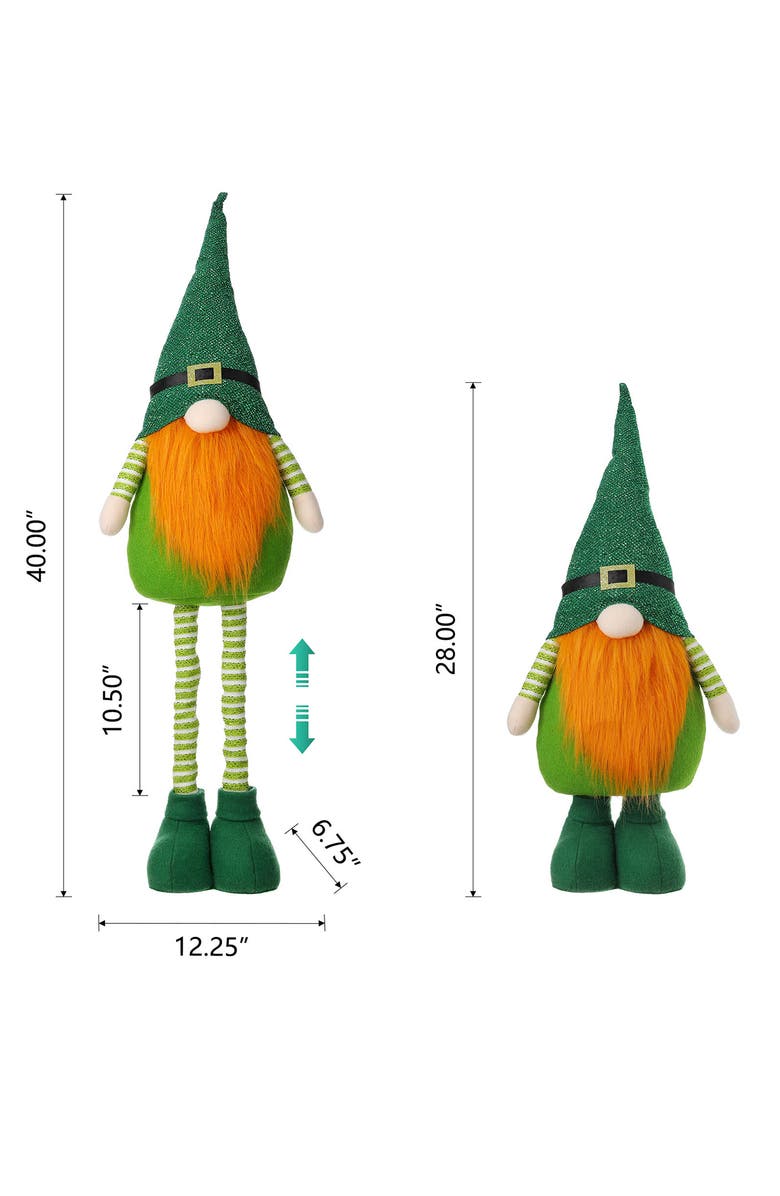 Glitzhome Fabric St. Patrick's Gnome with Telescoped Legs, Alternate, color, Green
