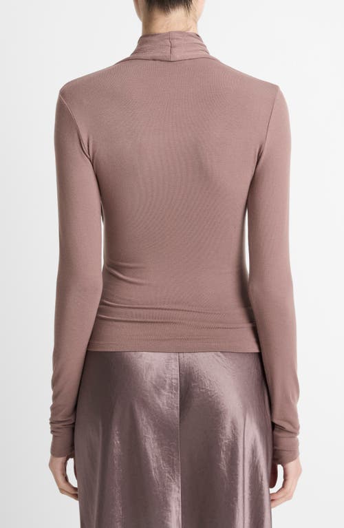 Vince Long Sleeve Knit Wrap Top In Brown